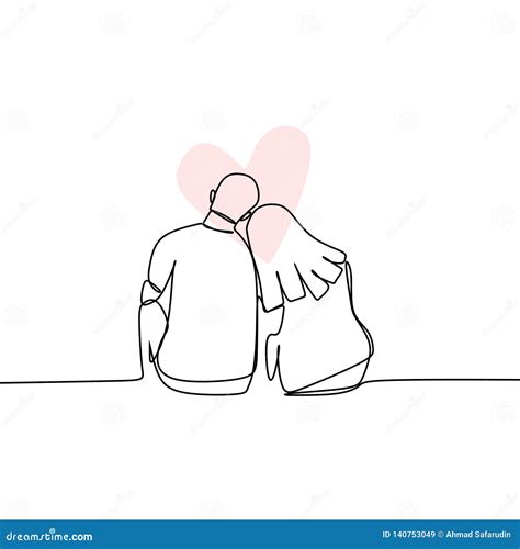 concept  romantic couple  love continuous  drawing vector