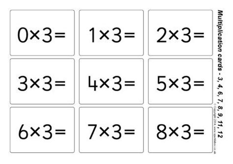 simple multiplication flash cards          times
