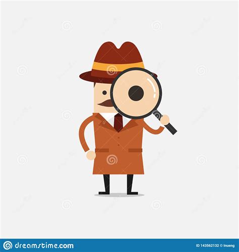 detective holding  magnifying glass police detective  inspector cartoon vector