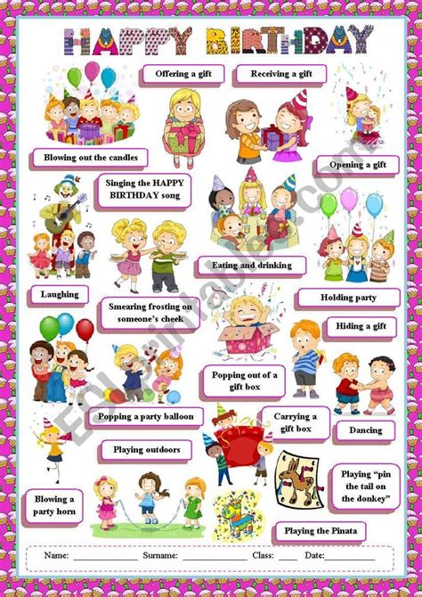 worksheet  practise birthday vocabulary hope  enjoy