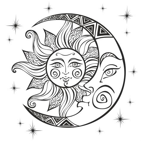 sun moon  stars tattoos drawings sketch coloring page