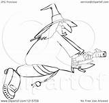 Vacuum Witch Coloring Flying Outlined Chubby Halloween Illustration Clipart Vector Royalty Djart Getcolorings Cartoon sketch template
