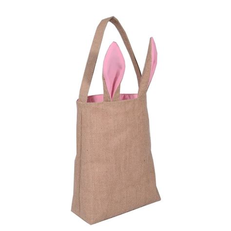 Free Shipping 100pieces Looppy Ear Bunny Easter Baskets Hot Sale Burlap