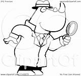 Detective Glass Clipart Magnifying Cartoon Rhino Using Coloring Cory Thoman Outlined Vector sketch template