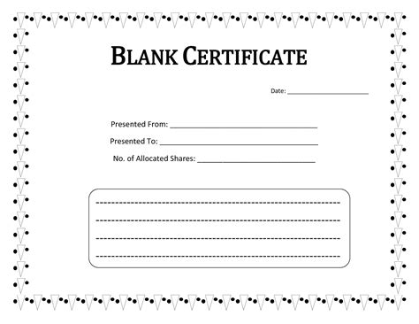 printable blank certificate template printable templates