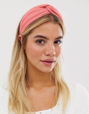asos design plissiertes haarband mit knotendetail vorne  rosa asos