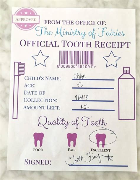 tooth fairy receipt  letter printables crafty  gnome
