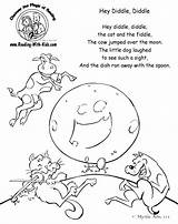 Nursery Coloring Diddle Rhymes Pages Hey Rhyme Go Dog Printable Preschool Kids Reading Cow Color Moon Over Print Activities Crafts sketch template
