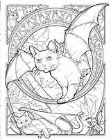 Coloring Pages Fantasy Animals Cat Sheets Fairy Forest Adult Halloween Animal Book Color Adults Printable Colouring Books Brilliant Cats Cute sketch template