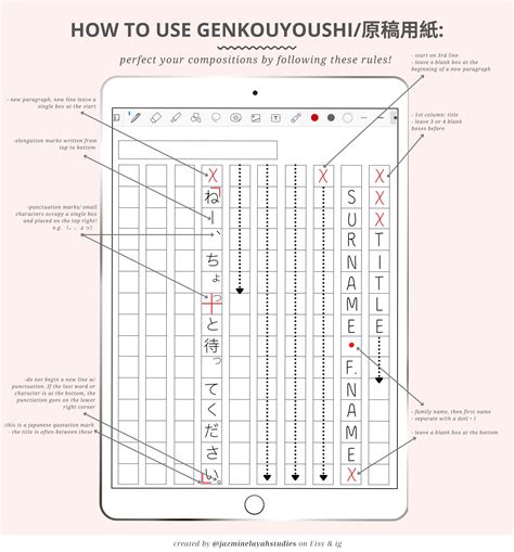 japanese essaygenkouyoushi practice digital printable blank etsy