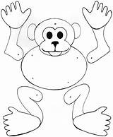 Monkey Puppet Split Paper Crafts Template Cut Puppets Kids Craft Dance Fasteners Printable Preschool Animal Bag Mm Colour Joints Secure sketch template