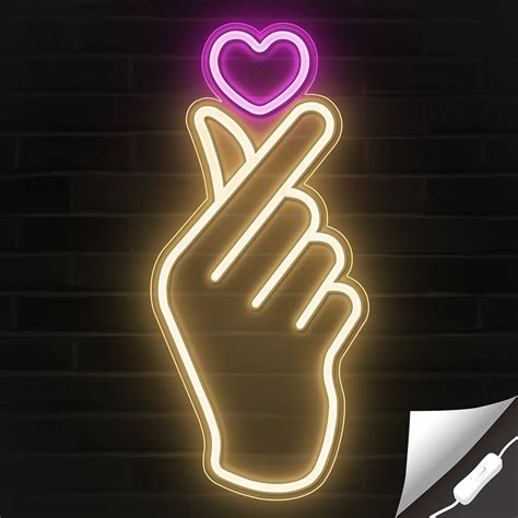 Lumoonosity Finger Heart Neon Signs Premium K Pop Heart Hand Led Sign