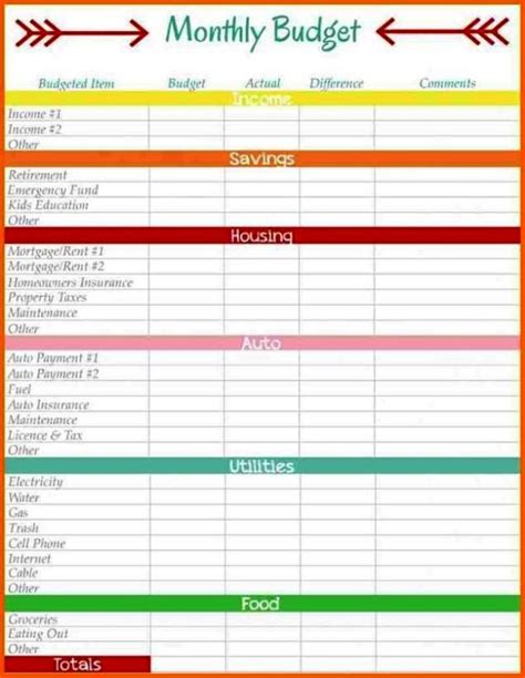 simple printable monthly budget template printable templates