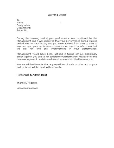 poor performance letter templates  positive impression careercliff