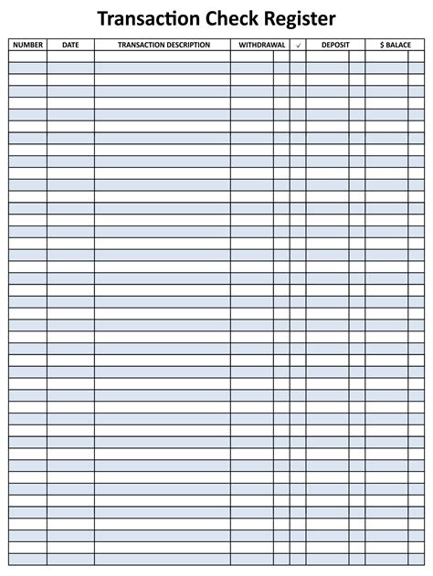 printable blank check register template printable templates