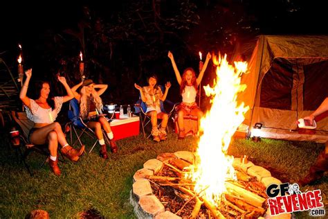 saya song and her friends have sex by the bonefire on their camping