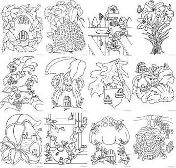 fairy house coloring pages lineart gnomes pinterest fairy houses