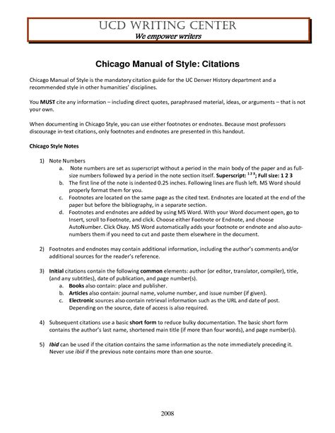 chicago manual  style outline format