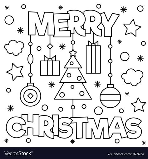 merry christmas clip art coloring pages