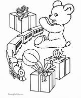 Coloring Christmas Toys Pages Toy Gifts Gift Printable Train Scenes Presents Color Print Sheets Kids Printables Bear Set Animals Popular sketch template