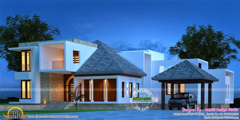 awesome modern villa kerala home design  floor plans