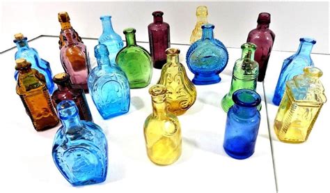 Huge Lot Of Vintage Miniature Colored Glass Bottles Some Wheaton