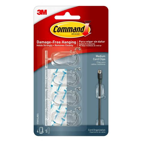 command cord clip medium   adhesive clear  pack walmart