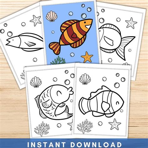 fish coloring pages printable kids coloring pages fish etsy fish