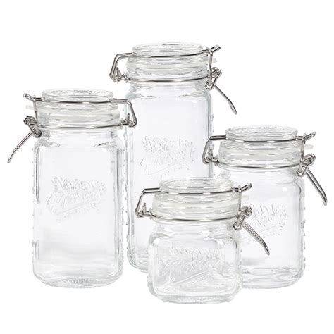 Mason Mini 4 Piece Clear Glass Jars With Clamp Lids Shop
