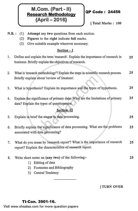 research methodology question paper periyar university