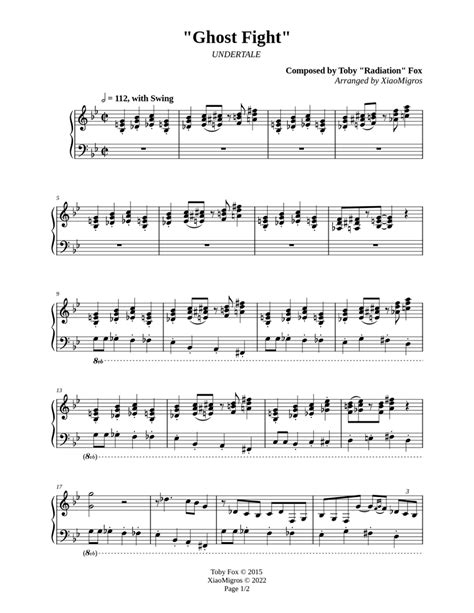 Ghost Fight Undertale Sheet Music For Piano Solo