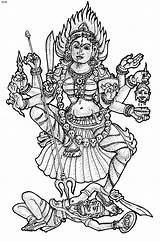 Coloring Pages Hindu Gods Drawing God Kali Durga Maa Goddess Drawings Shiva Indian Simple Colouring Line Color Goddesses Book Books sketch template
