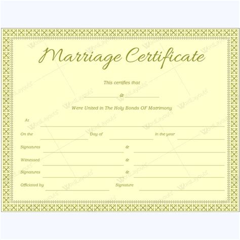 marriage certificate  word layouts marriage certificate