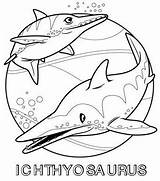 Ichthyosaurus Dinosaur Two Pages Coloring sketch template