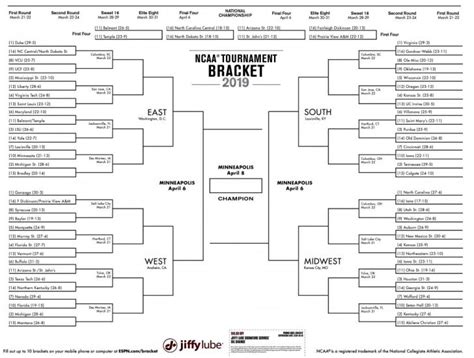 printable ncaa mens  bracket   march madness tournament