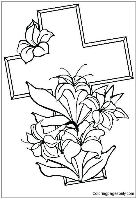 cross  flowers coloring page  printable coloring pages