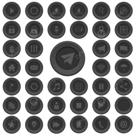 realistic black button icon black button button icon black icon png