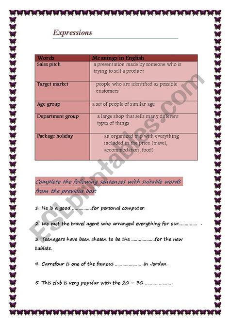 expressions worksheet esl worksheet  quqa