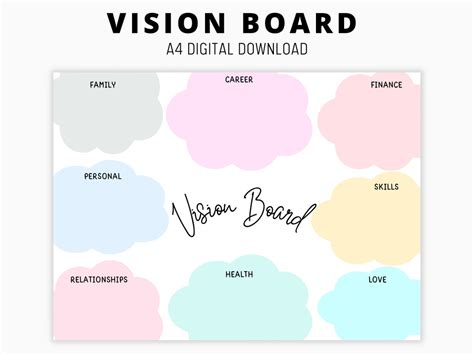 printable vision board vision board template  dream life planner