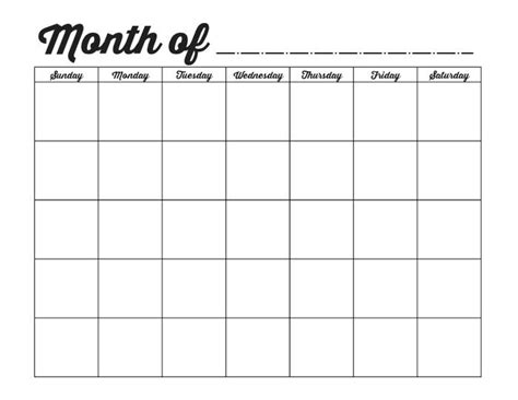 printable blank calendar blank monthly calendar  print printable