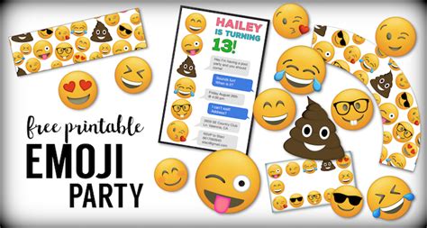 emoji  printables emoji birthday party supplies paper trail design