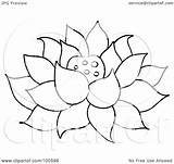 Flower Lotus Outline Coloring Clipart Bloomed Fully Royalty Illustration Pams Rf sketch template