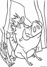 Coloring Pumbaa Timon Scared Pages Printable sketch template