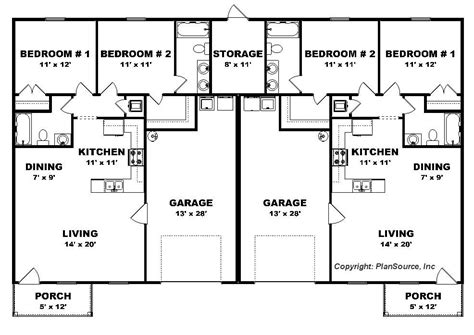 bedroom duplex plan garage  unit open floor plans jhmrad