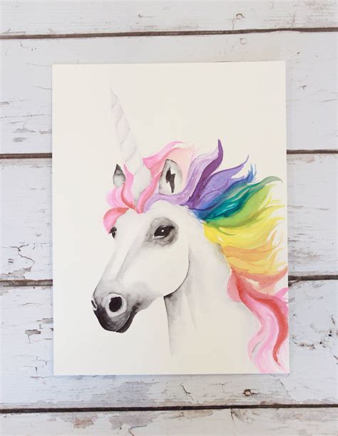 rainbow unicorn original watercolor painting etsy unicorn painting