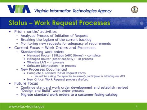 work request process improvement vita service catalog