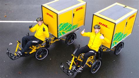 dhl express delivers parcels  ghent  bike dhl belgium