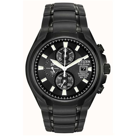 citizen mens titanium eco drive quartz solar light power  wristwatch black ebay