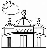 Mosque Coloring Pages Kids Islamic Dome Children Most Beautiful sketch template