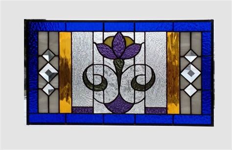 Arts And Crafts Stained Glass Panel Window Flower By Sghovel